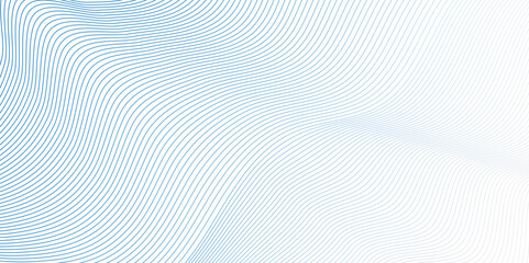 Modern abstract blue wave digital geometric Technology, data science frequency gradient lines on transparent background. Isolated on blue background. gray and white wavy stripes background.