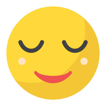 Relieved Face icon vector image. Can be used for Emoji.