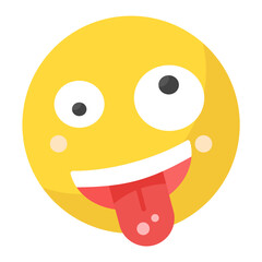 Zany Face icon vector image. Can be used for Emoji.