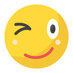 Winking Face icon vector image. Can be used for Emoji.