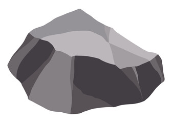 Rock stones or debris of mountain. Gravel, gray stone. Polygonal shape, piece of fossil stone. Game decoration element