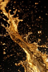 Fototapeta premium liquid gold splash isolated on black background.