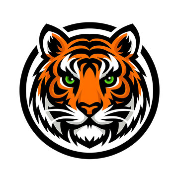 flat vector logo of  "tiger" ,tiger logo ,tiger illustration