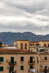 Fototapeta na wymiar Palermo, Sicily, Italy The skyline and rooftops of Palermo.