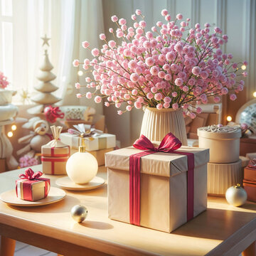 a present sitting on a table in front of a light , a stock photo , pixabay contest winner, dau-al-set, contest winner, stockphoto, white background