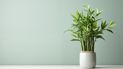 Lucky Bamboo Plant, a symbol of prosperity and positive energy, graces spaces with its elegant greenery, bringing good fortune and natural beauty to any setting