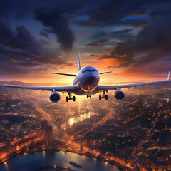 airplane in the blue sky