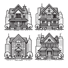 Set Of House Icons Isolated.