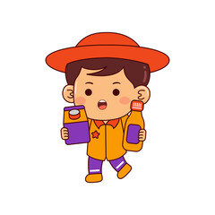 cute shopper boy cartoon character