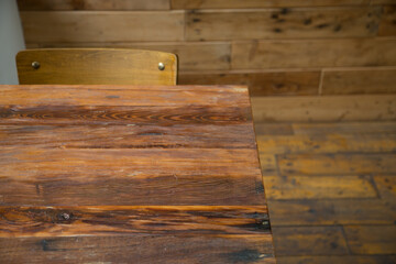 Coffee shop with wooden tables