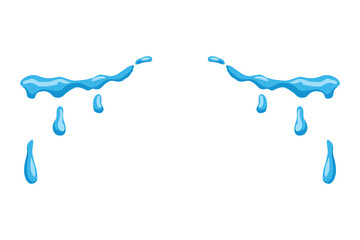 Cartoon tear drops icon. Sorrow cry streams, tear blob. Crying fluid, falling blue water drops. Isolated vector for sorrowful character weeping expression. Wet grief droplets