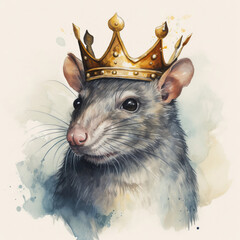 Rat in crown. Symbol of despotism, authority. AI generative - 720192197