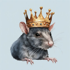 Rat in crown. Symbol of despotism, authority. AI generative - 720192395