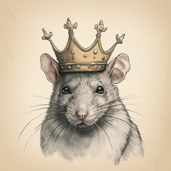 Rat in crown. Symbol of despotism, authority. AI generative - 720192926