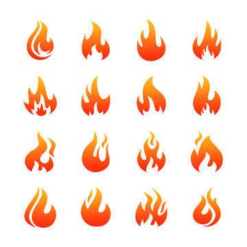 Icon set Fire flame logo vector illustration design template. Collection of hot flaming element. vector fire flames sign illustration isolated. fire icon