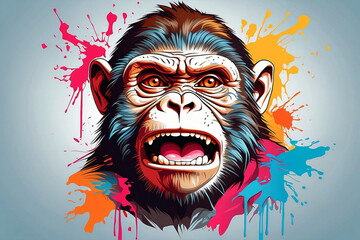Illustrations of monkeys ready to print in a colorful style