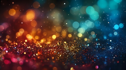Fototapeta na wymiar Glitter lights background banner. Colorful abstract background with glitter