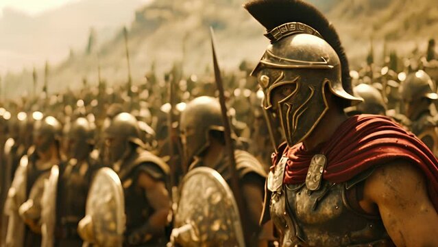 With a fierce battle cry, the Spartan soldier charges towards the massive Persian army, ready to face any challenge and emerge victorious as a true defender of freedom. Fantasy animation