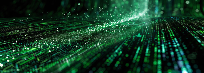 Fototapeta premium data stream, green and black, Generative AI