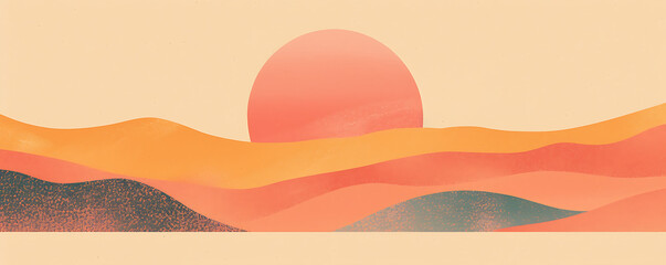 Retro sunset vibes with a grainy gradient in warm peach, coral, and mustard tones, perfect for a nostalgic-themed poster or social media graphic.