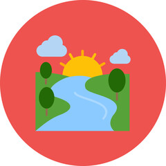 River Landscape icon vector image. Can be used for Landscapes.