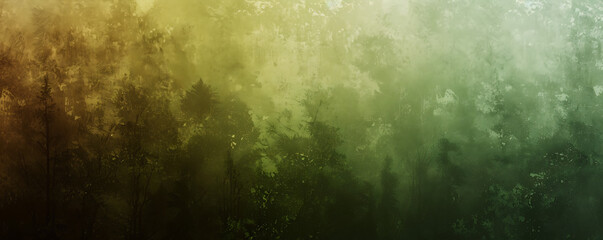 Subdued forest hues gradient background with green, brown, and mossy tones, combined with a grainy texture for an eco-friendly campaign banner. 