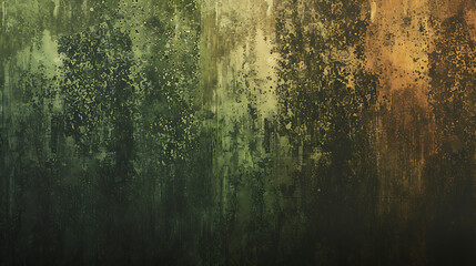 Subdued forest hues gradient background with green, brown, and mossy tones, combined with a grainy texture for an eco-friendly campaign banner.  - obrazy, fototapety, plakaty
