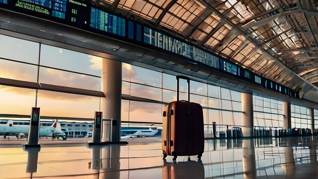 luggage in airport terminal, generative ai