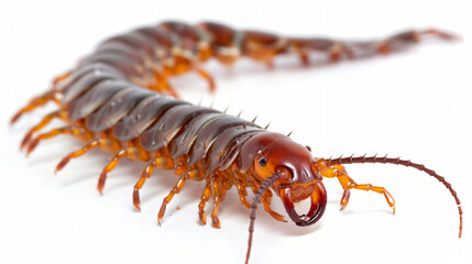 Centipede on white background