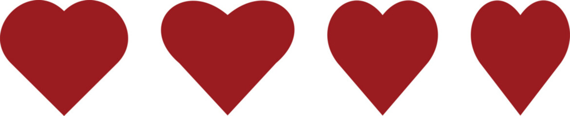 Red Heart Icon Set Vector