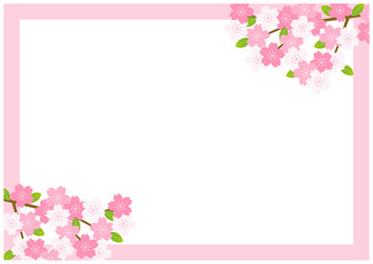Obraz na płótnie Canvas 桜の花が美しい春の桜フレーム背景20