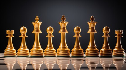 Set of gold chess checkmate concept .3D rendering