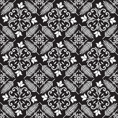 Floral seamless pattern with baroque style ornament. Modern stylish texture. Repeating vector background.