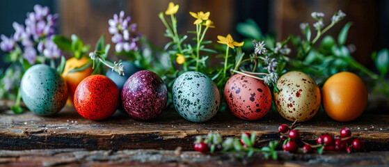 Happy Easter Easter Eggs in Spring Unique colored Eggs Trendy Realistic Easter Greeting Card Banner Modern Graphic Concept Wallpaper Digital Art Magazine Background Poster Card