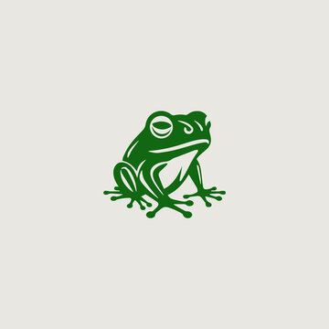 カエルをシンボリックに用いたロゴのシンプルなベクター画像