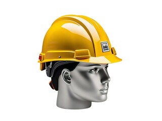 Metalic high safety yellow helmet cap concept, it use construction site. Generative AI