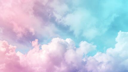 Whimsical pastel cloud gradient background in soft lavender, baby blue, and cotton candy pink, paired with a grainy texture for a dreamy aesthetic