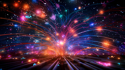 Naklejka premium Glowing shiny line effect vector background, technology line background and light effect, 3D rendering