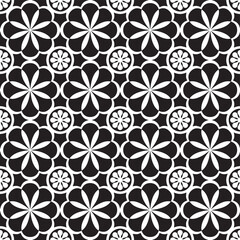 Floral seamless pattern with baroque style ornament. Modern stylish texture. Black and white. Repeating vector background.