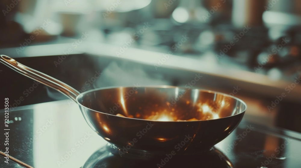 Canvas Prints A pan of a frying pan on top of the stove, AI