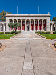 The wide corridor leading to the Gennadius Library, with over 110,000 volumes.The library is...