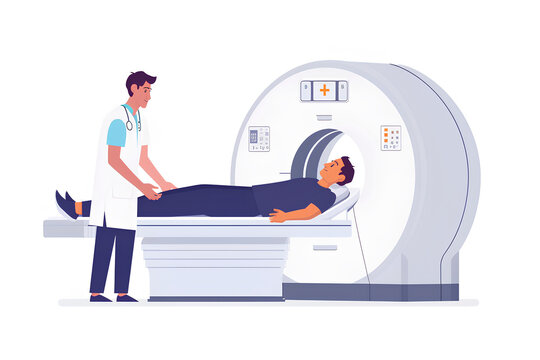 CT・MRI検査をする放射線技師と男性患者