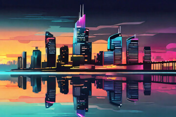 City Skyline bei Nacht  K2 - Normale Stadt