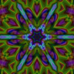 A captivating image where various media images are refracted through a kaleidoscope. psychedelic background. colorful Futuristic Background