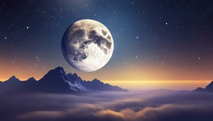 Naklejka na ściany i meble moon over the earth at night