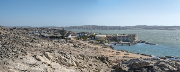 cityscape with the Ocean bay west of historical town, Luderitz,  Namibia