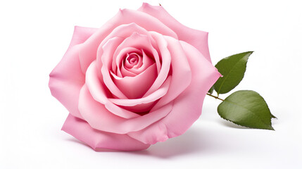Pink rose on a withe background ai generative