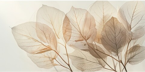 Plant leaf skeletons soft colors background.