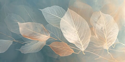Plant leaf skeletons soft colors background.