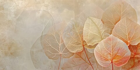 Plant leaf skeletons soft colors background.